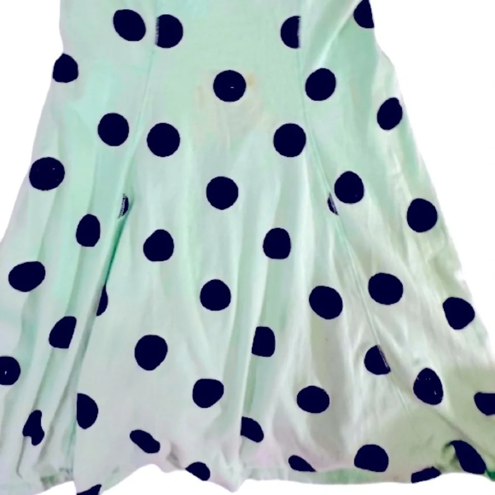JUSTICE Dress Mint Green Black Polka Dot A Line Sleeveless Tie Front Girls SZ 12